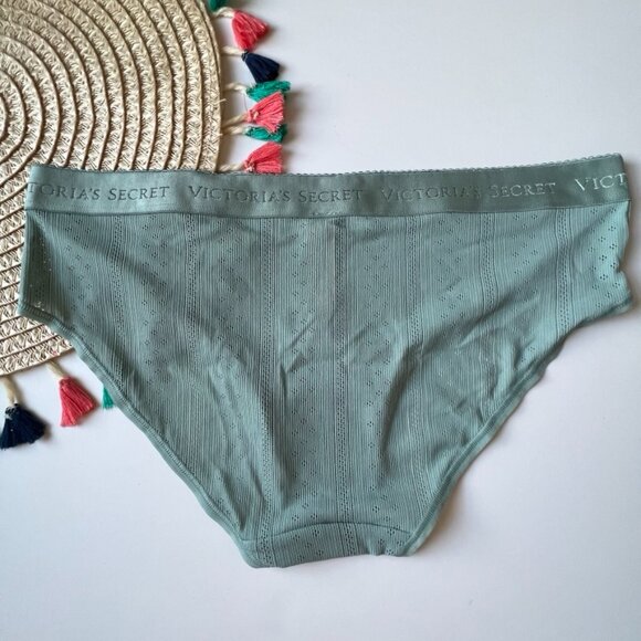 Victoria's Secret Logo Waist Pointelle Hiphugger Panty Sage Dust Large NEW - Picture 5 of 5